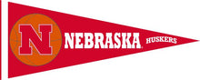 Load image into Gallery viewer, Red 12x30 inch University of Nebraska Huskers Basketball Pennant
