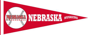 Red 12x30 inch University of Nebraska Huskers Baseball Pennant