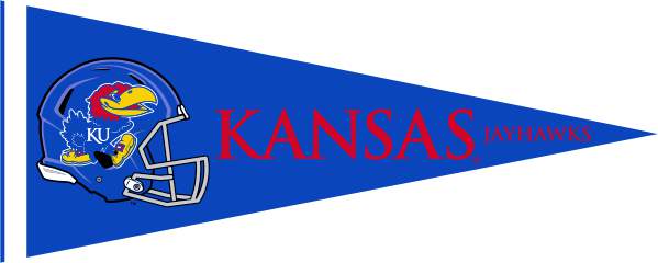 Blue 12x30 inch University of Kansas Football Pennant