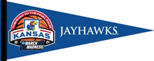 Load image into Gallery viewer, Blue 12x30 inch Road To The Final Four March Madness 2024 Kansas Jayhawks Basketball Pennant
