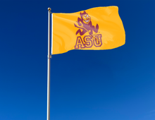 Load image into Gallery viewer, 3x5 ASU Flag with ASU Sparky Sun Devil Logo
