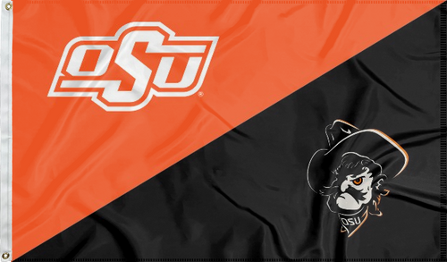 3x5 Oklahoma State Flag with House Divided Style OSU and Pistol Pete Logo