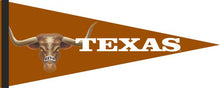 Load image into Gallery viewer, Texas Orange 12x30 University of Texas Pennant with Bevo Logo
