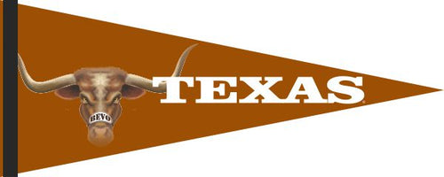 Texas Orange 12x30 University of Texas Pennant with Bevo Logo