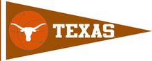 Load image into Gallery viewer, Texas Orange 12x30 University of Texas Pennant with Texas Basketball Logo
