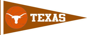 Texas Orange 12x30 University of Texas Pennant with Texas Basketball Logo