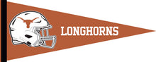 Load image into Gallery viewer, Texas Orange 12x30 University of Texas Pennant with Texas Football Logo
