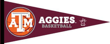 Load image into Gallery viewer, Maroon 12x30 inch Texas A&amp;M Aggies Basketball Pennant
