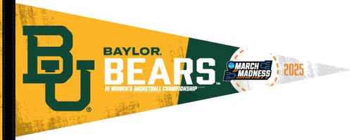 Gold and green March Madness 2025 Baylor Women's Basketball Pennant for indoor home decor