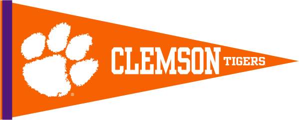 Orange 12x30 inch Clemson University Pennant