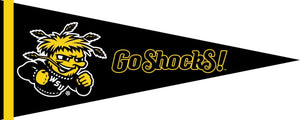 Black and Gold 12x30 inch Wichita State University Go Shocks Pennant