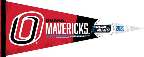 red and black March Madness 2025 UNO Men's Basketball Pennant for indoor home decor 