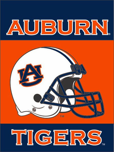 Blue and Orange Auburn House Flag with Football Helmet Logo