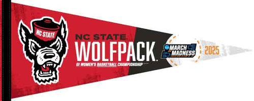 Red and black 2025 March Madness NC State Women's Basketball 2 Pack Pennants for indoor home decor