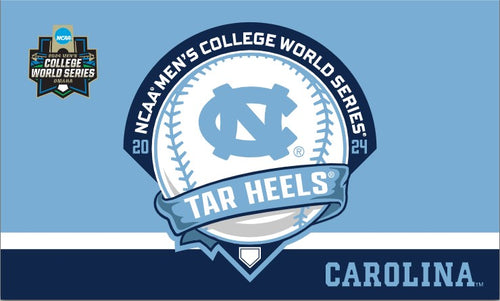 Sky Blue and Navy Blue 3x5 North Carolina Baseball College World Series 2024 Flag