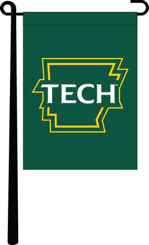 Green Arkansas Tech University Garden Flag with New School Logo