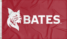 Load image into Gallery viewer, Red 3x5 foot wide Bates College Flag with Bates Logo and two metal grommets
