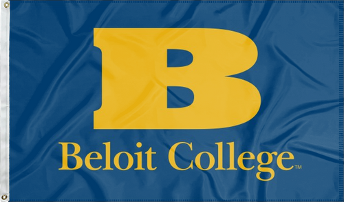 Blue 3x5 foot wide Beloit College Flag with two metal grommets