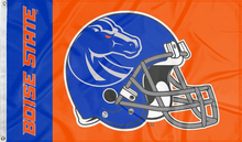 Load image into Gallery viewer, 2 Panel Blue and Orange 3x5 foot Boise State University Football Flag with two metal grommets
