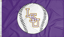 Load image into Gallery viewer, Purple 3 by 5 foot wide LSU Baseball Flag with Two metal grommets
