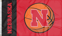 Load image into Gallery viewer, Black and Red 3x5 Nebraska Basketball Flag
