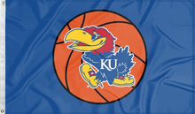 Load image into Gallery viewer, 3x5 University of Kansas Basketball Flag with two metal grommets
