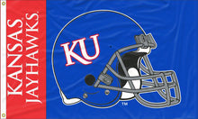 Load image into Gallery viewer, 3x5 University of Kansas Football Flag with two metal grommets 
