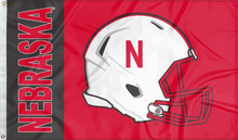 Load image into Gallery viewer, Red 3x5 University of Nebraska Football Flag with two metal grommets
