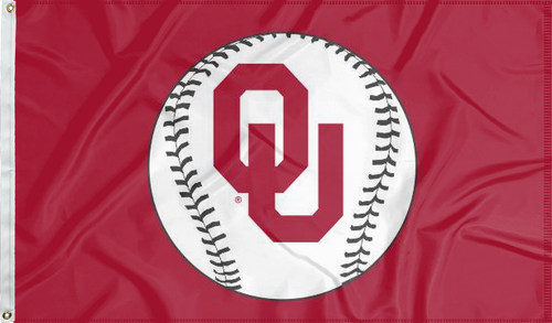 Red 3x5 University of Oklahoma Sooners Baseball Flag and Two Metal Grommets