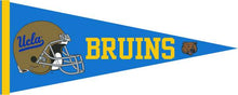 Load image into Gallery viewer, Blue 12x30 UCLA Pennant with Football Logo and Bear Head
