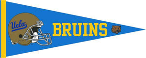 Blue 12x30 UCLA Pennant with Football Logo and Bear Head