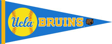 Load image into Gallery viewer, Blue 12x30 UCLA Pennant with Softball Logo
