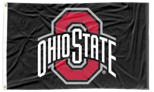 Black 3x5 Ohio State Buckeyes Flag and Two Metal Grommets