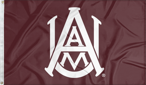 Maroon 3x5 foot Alabama A&M University flag with School Logo and Two Metal Grommets