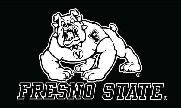 Black 3x5 Fresno State Flag with Fresno State Bulldog Logo