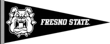 Load image into Gallery viewer, Black 12x30 Fresno State Pennant with White Bulldog Head and White Fresno State Letters
