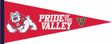 Load image into Gallery viewer, Red 12x30 Fresno State Pennant with Pride of the Valley Logo
