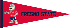 Red 12x30 Fresno State Pennant with Victor E Bulldog Logo