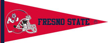 Load image into Gallery viewer, Red 12x30 Fresno State Pennant with Fresno State Football Helmet Logo
