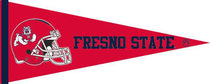 Red 12x30 Fresno State Pennant with Fresno State Football Helmet Logo