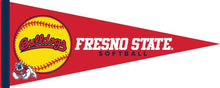 Load image into Gallery viewer, Red 12x30 Fresno State Pennant with Fresno State Softball
