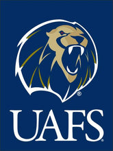 Load image into Gallery viewer, Blue University of Arkansas Fort Smith UAFS Lions House Flag with Old Logo
