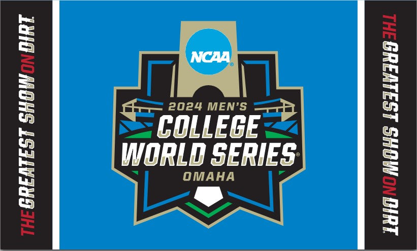 3 Panel Black and Blue 3x5 College World Series 2024 Flag