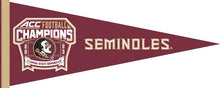 Load image into Gallery viewer, Garnet 12x30 inch ACC Football Champions 2023 Florida State University Pennant
