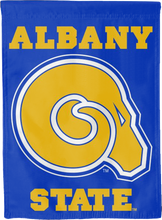 Load image into Gallery viewer, Blue 30x40 inch Albany State University House Flag with Golden Rams Logo
