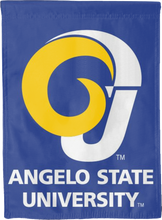 Load image into Gallery viewer, Blue 30x40 inch long Angelo State University House Flag with Rams Logo
