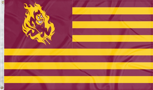 Maroon and Gold striped 3x5 foot wide Arizona State University flag with two metal grommets