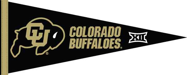 Black and Gold 12x30 inch University of Colorado Buffaloes BIG 12 Conference Pennant