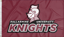 Load image into Gallery viewer, Maroon 3x5 foot wide Bellarmine University Flag with two metal grommets
