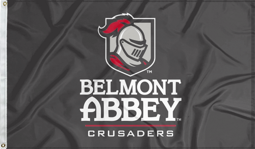 Black 3x5 foot wide Belmont Abbey College Flag with two metal grommets